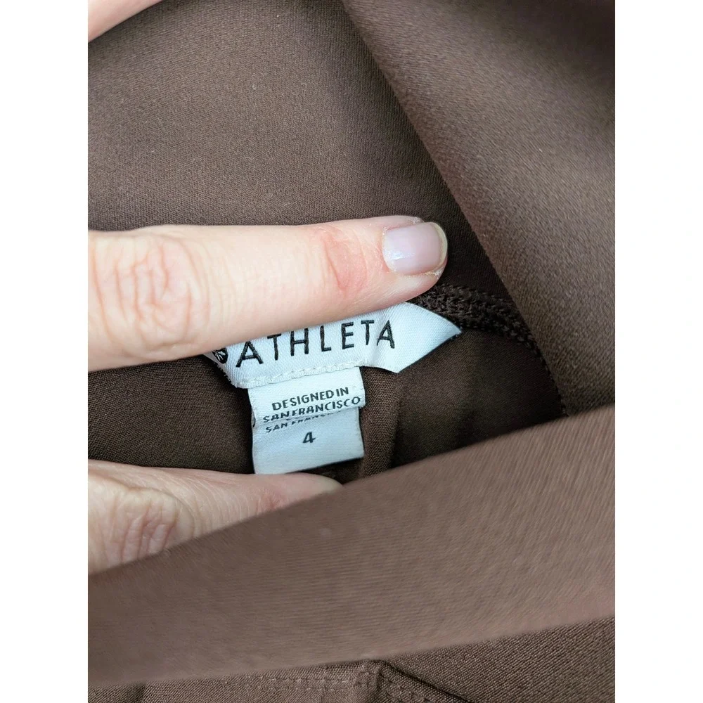 Athleta Brooklyn Ankle Pants Women 4 Brown Tapered Stretch Pockets Athleisure